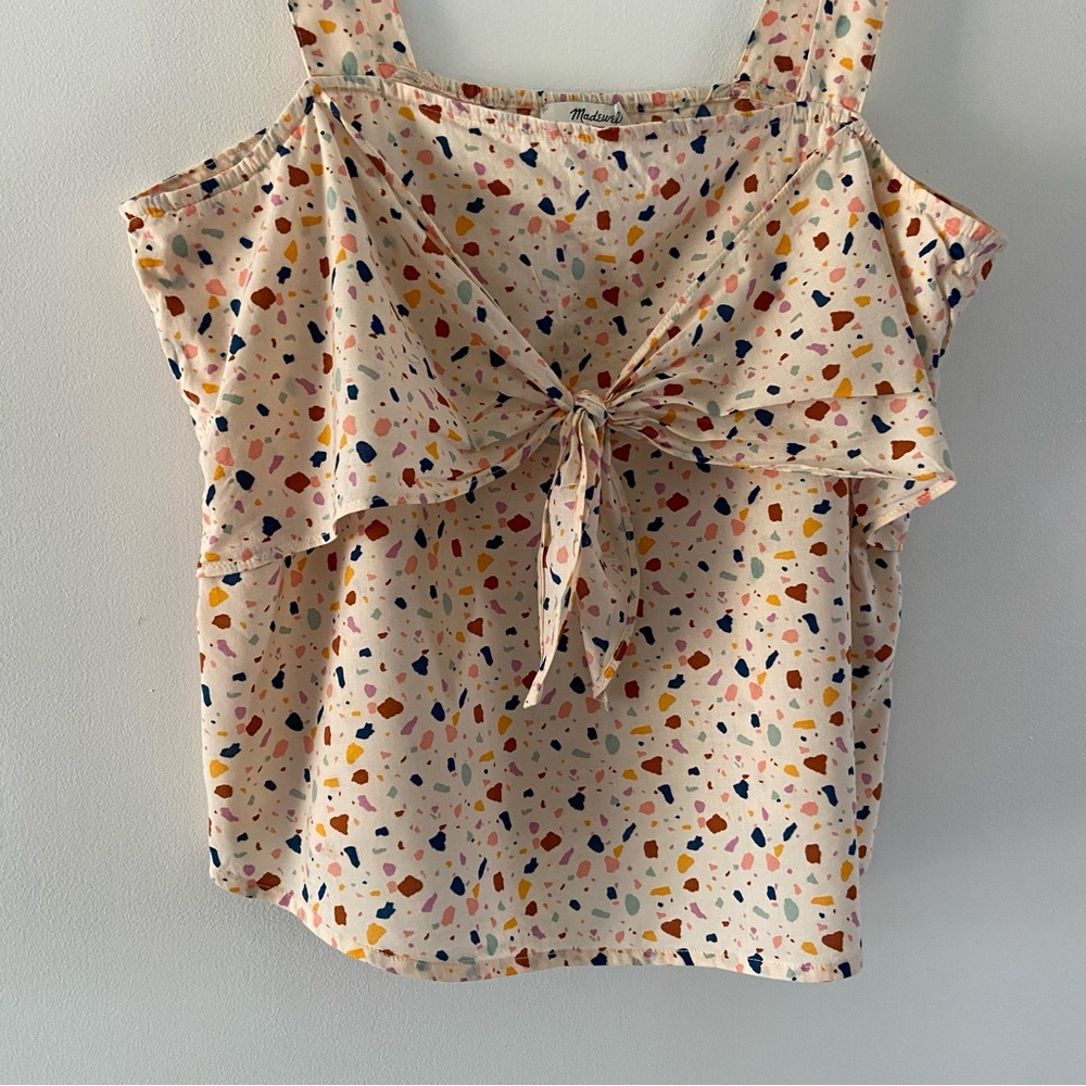 Madewell Tie-Front Cami Top in Terrazzo Cotton Blend - Picture 6 of 12